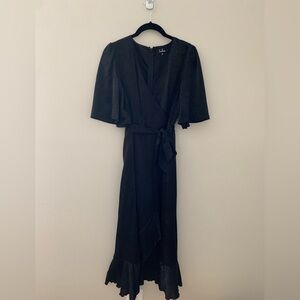 Lulu's Black Midi Wrap Dress